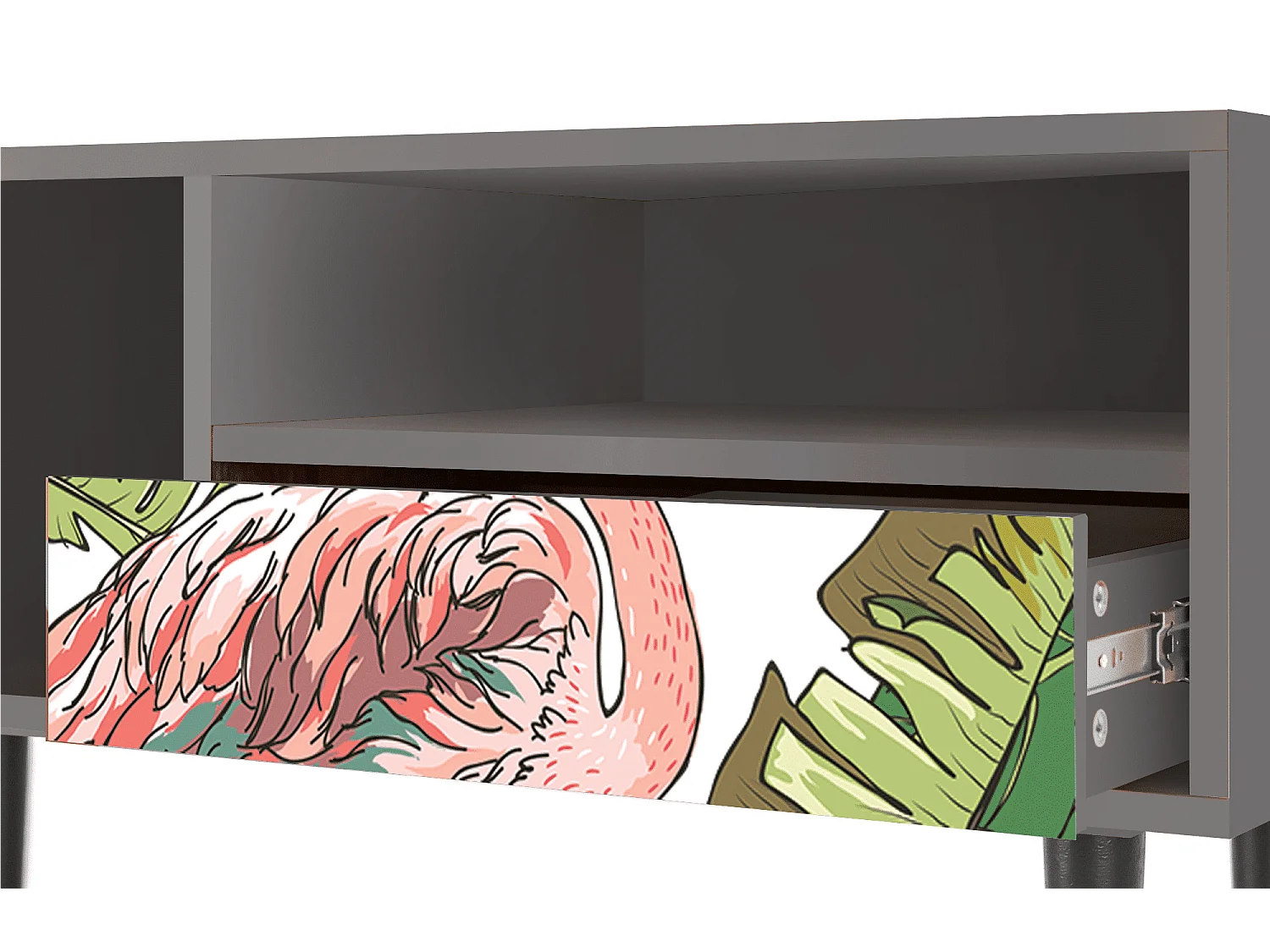 Meuble TV - 115х59х48 cm - T3 - Sweet Flamingo, Gris