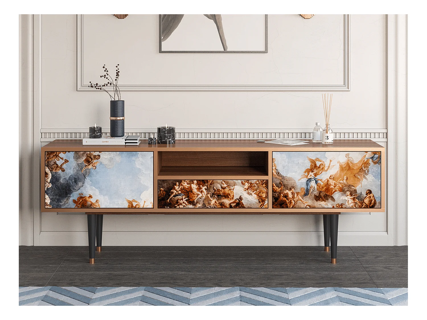 Meuble TV - 170х59х41 cm - T6 - Versailles, Noyer