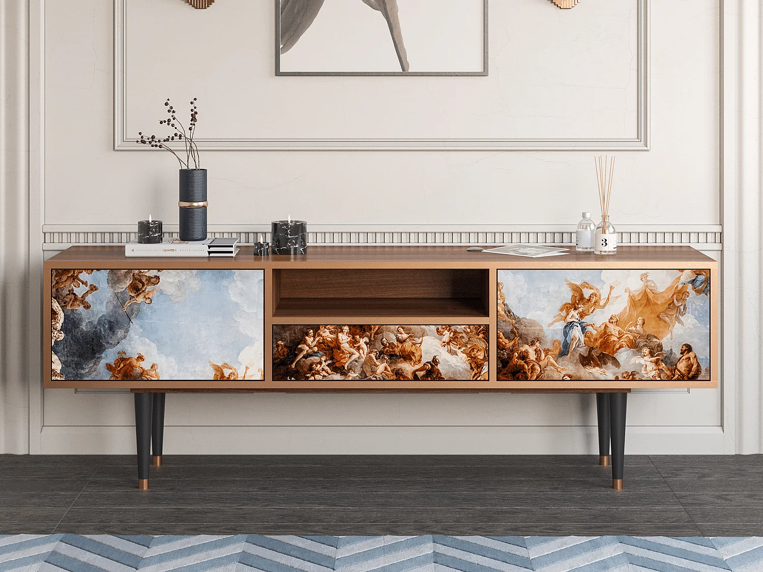 Meuble TV - 170х59х41 cm - T6 - Versailles, Noyer