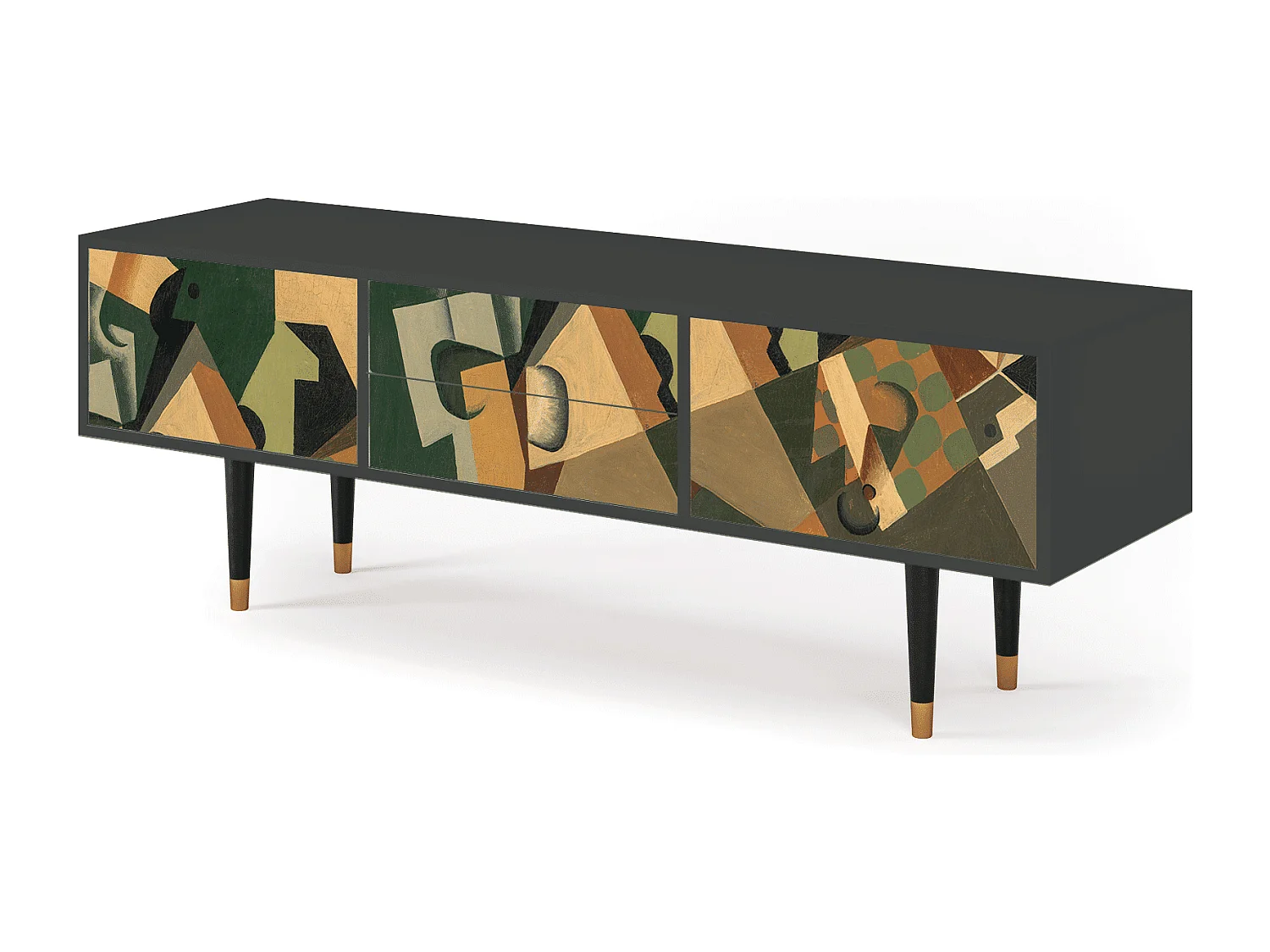 Meuble TV - 170х59х48 cm - T4 - Glass and Checkerboard, Anthracite