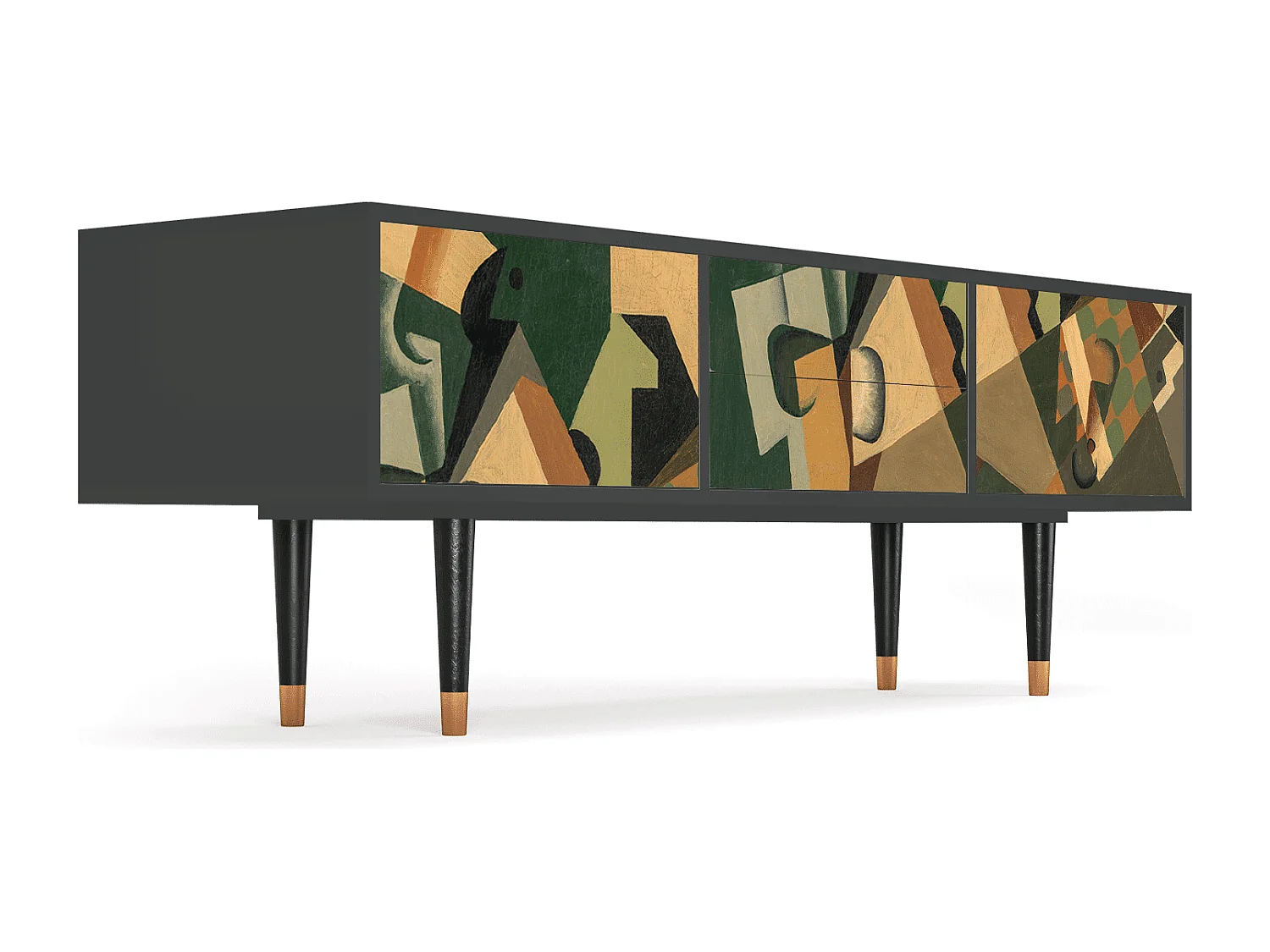 Meuble TV - 170х59х48 cm - T4 - Glass and Checkerboard, Anthracite