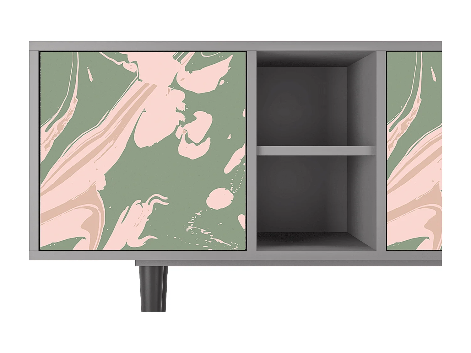 Meuble TV - 150х69х41 cm - T5 - Aquarelle, Gris