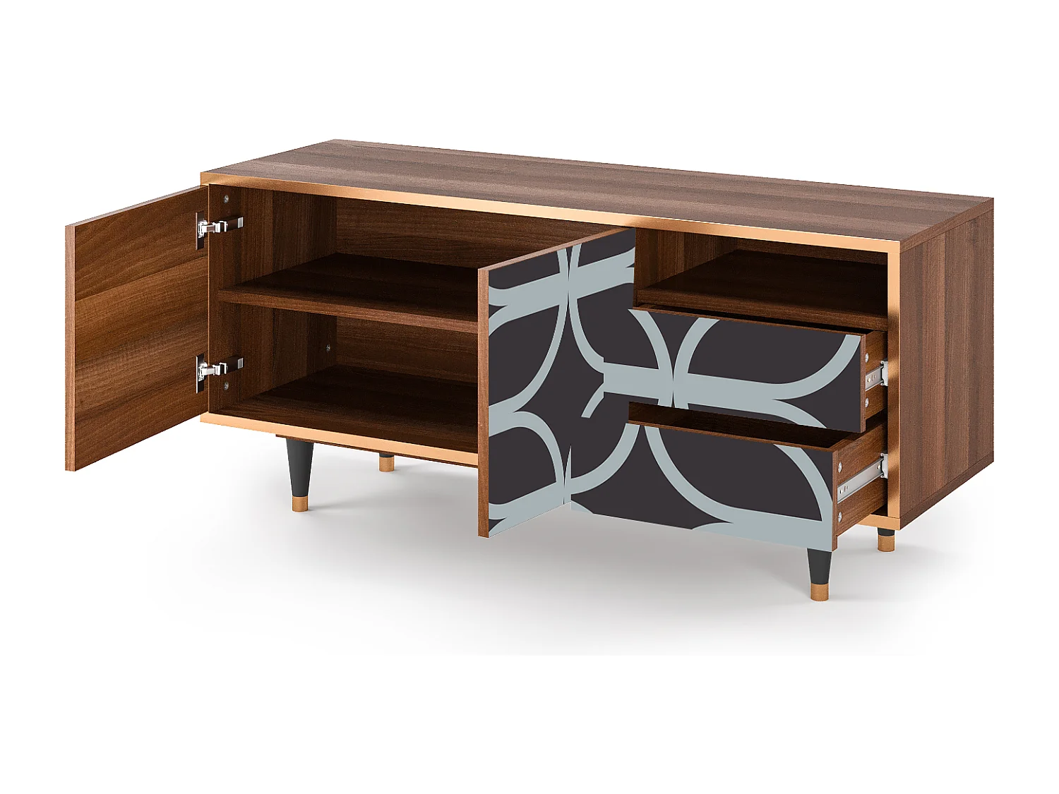 Meuble TV - 125х56х41 cm - T7 - Braided Blue, Noyer