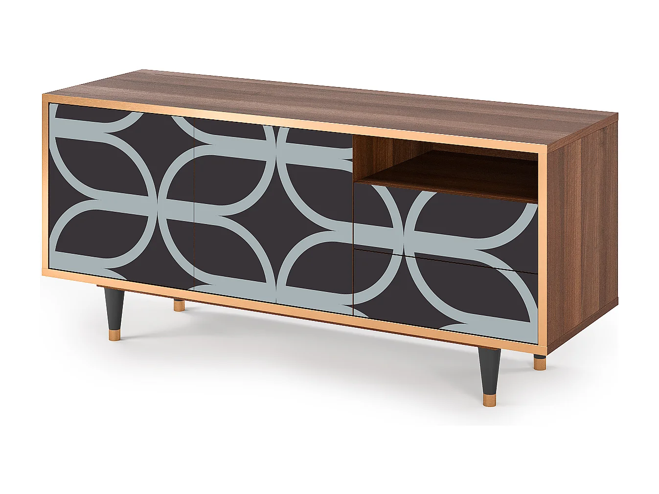 Szafka RTV - 125х56х41 cm - T7 - Braided Blue, Orzech