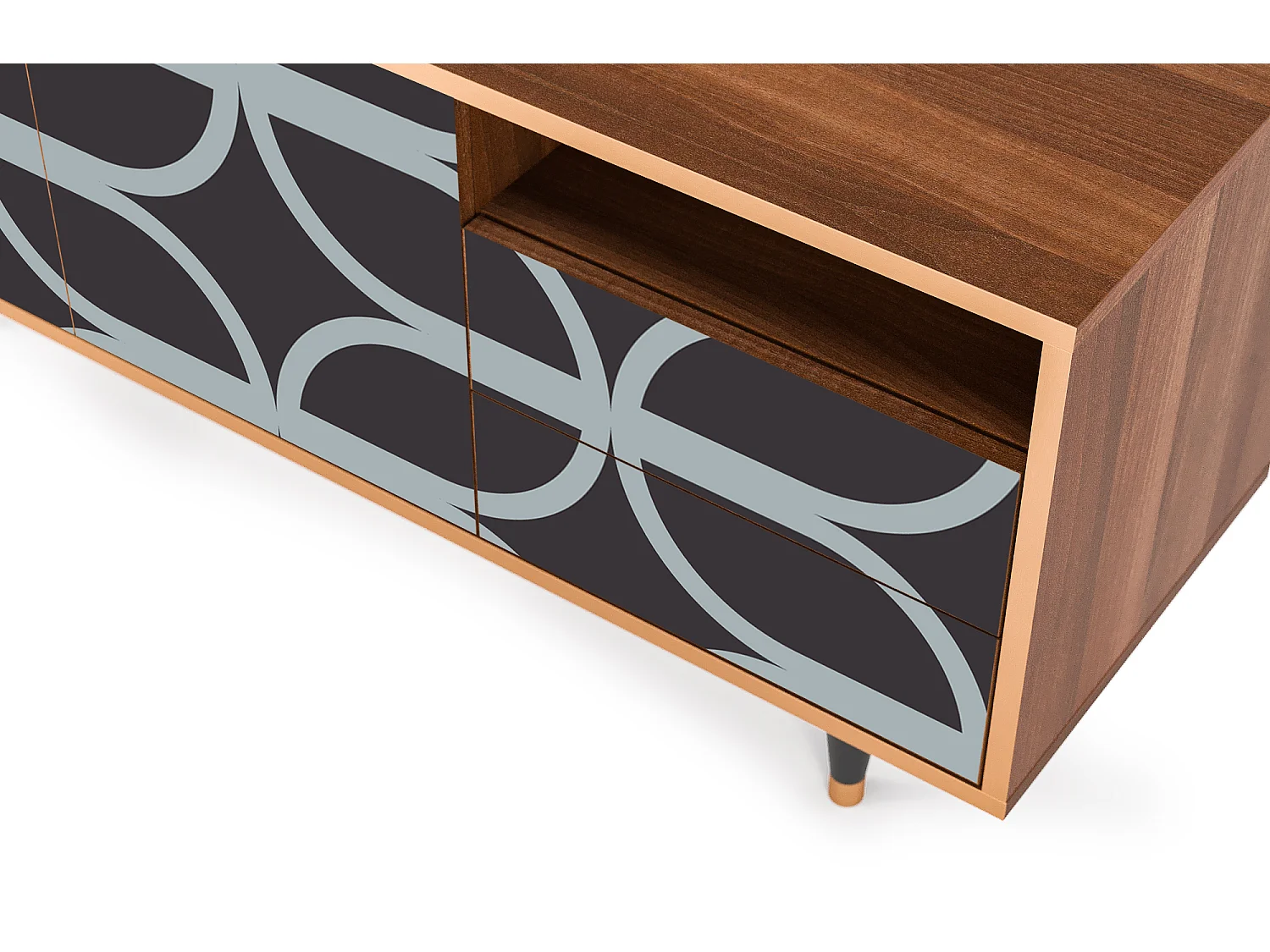 Szafka RTV - 125х56х41 cm - T7 - Braided Blue, Orzech