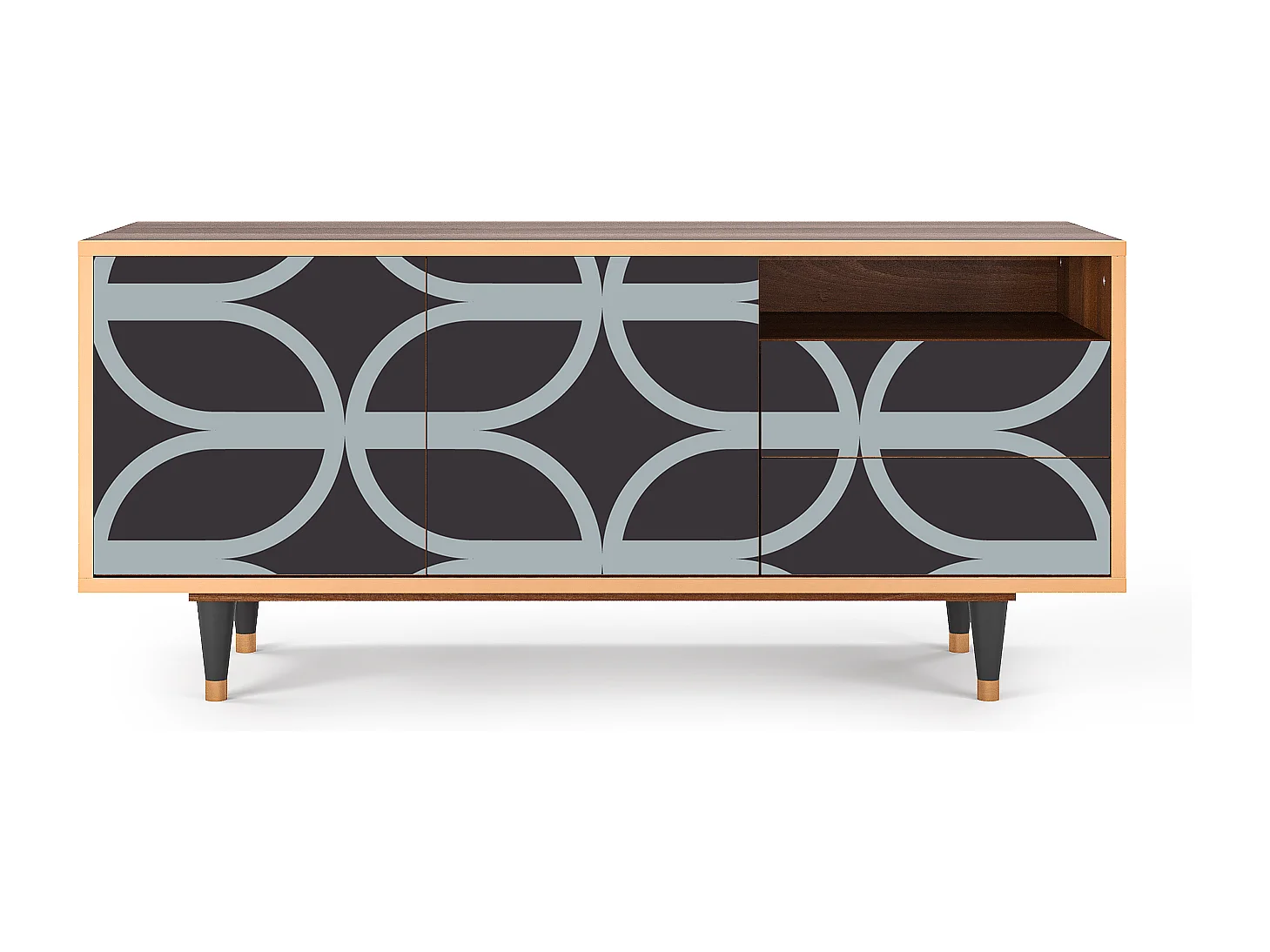 Meuble TV - 125х56х41 cm - T7 - Braided Blue, Noyer