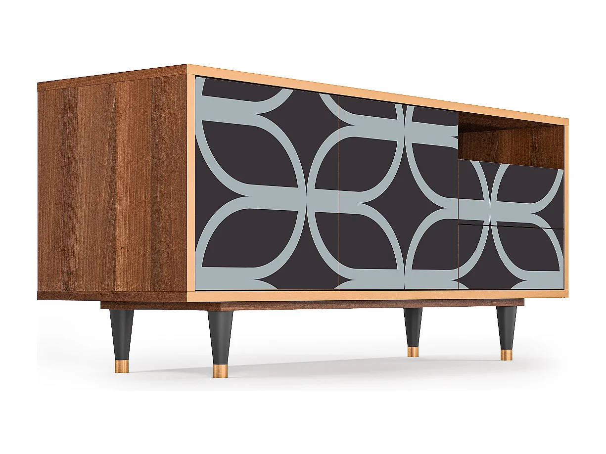 Meuble TV - 125х56х41 cm - T7 - Braided Blue, Noyer