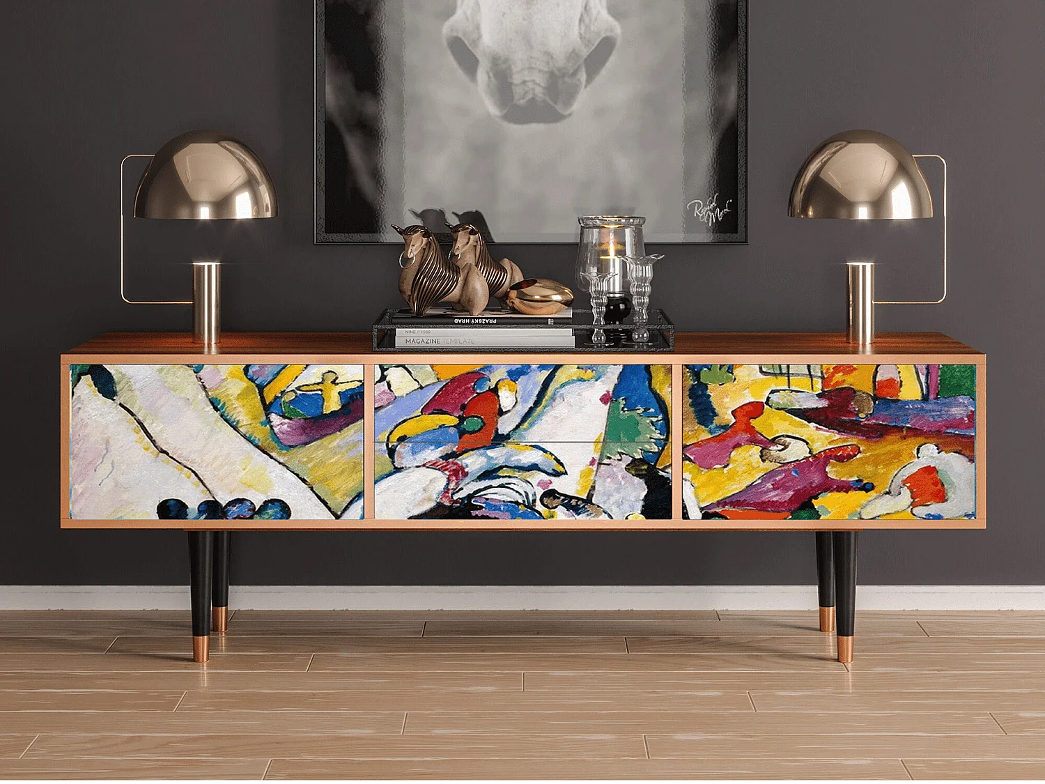 Szafka RTV - 170х59х48 cm - T4 - Improvisation 26  , Orzech