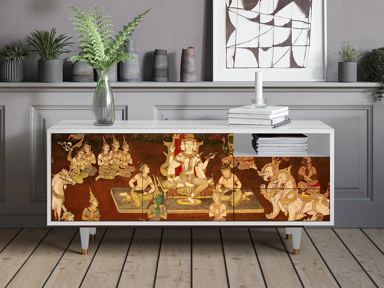 Meuble TV - 125х56х41 cm - T7 - Malyavan, Blanc