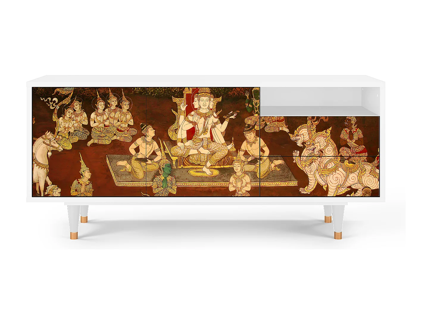 Meuble TV - 125х56х41 cm - T7 - Malyavan, Blanc