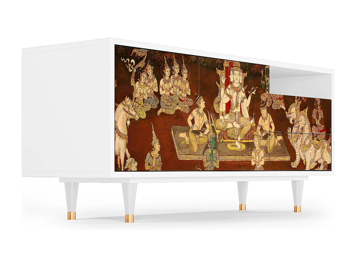 Meuble TV - 125х56х41 cm - T7 - Malyavan, Blanc