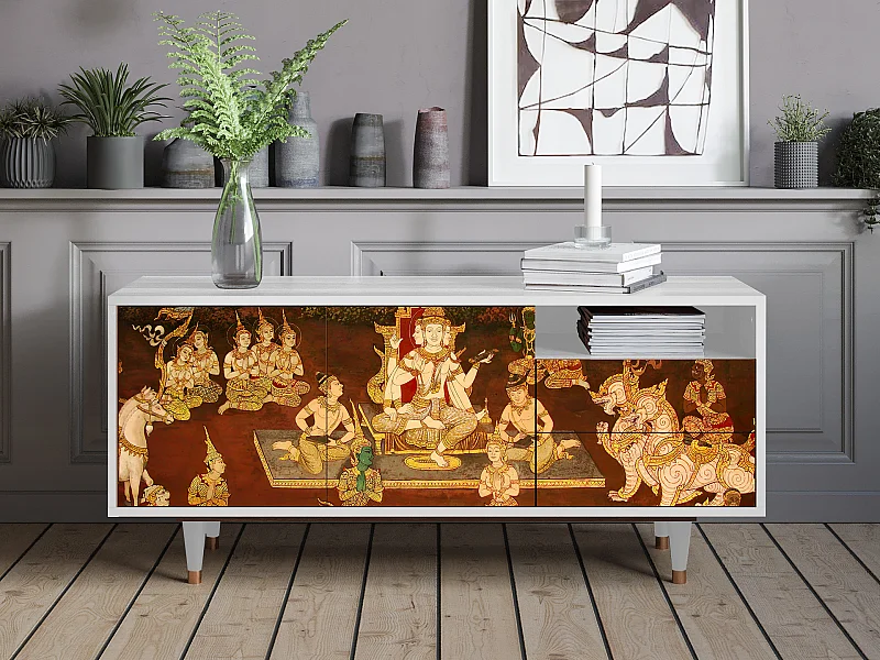 Szafka RTV - 125х56х41 cm - T7 - Malyavan, Biały