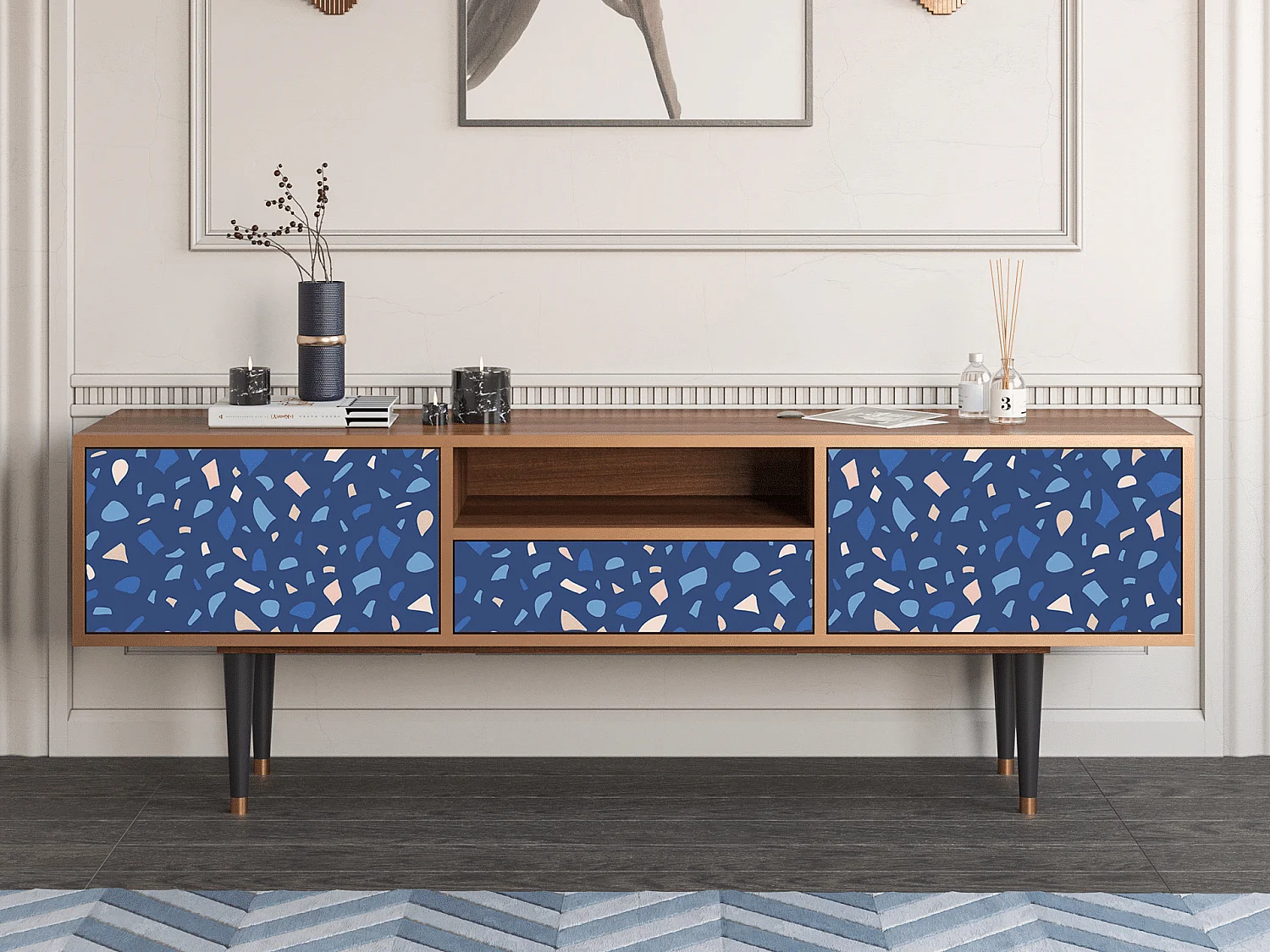 Meuble TV - 170х59х41 cm - T6 - Soap Whirpool, Noyer