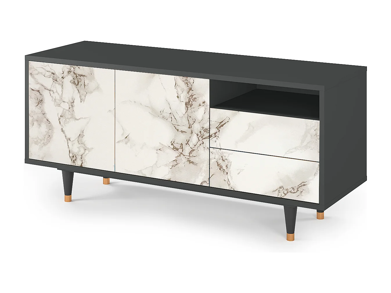 TV-meubel - 125х56х41 cm - T7 - Milk Marble, Antraciet
