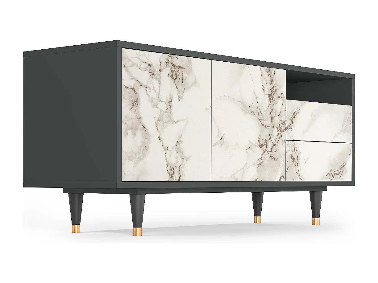 TV-meubel - 125х56х41 cm - T7 - Milk Marble, Antraciet