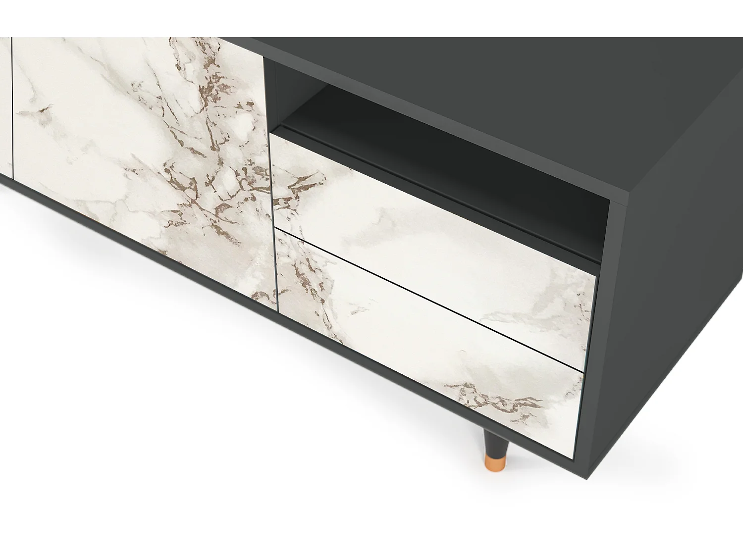 TV-meubel - 125х56х41 cm - T7 - Milk Marble, Antraciet