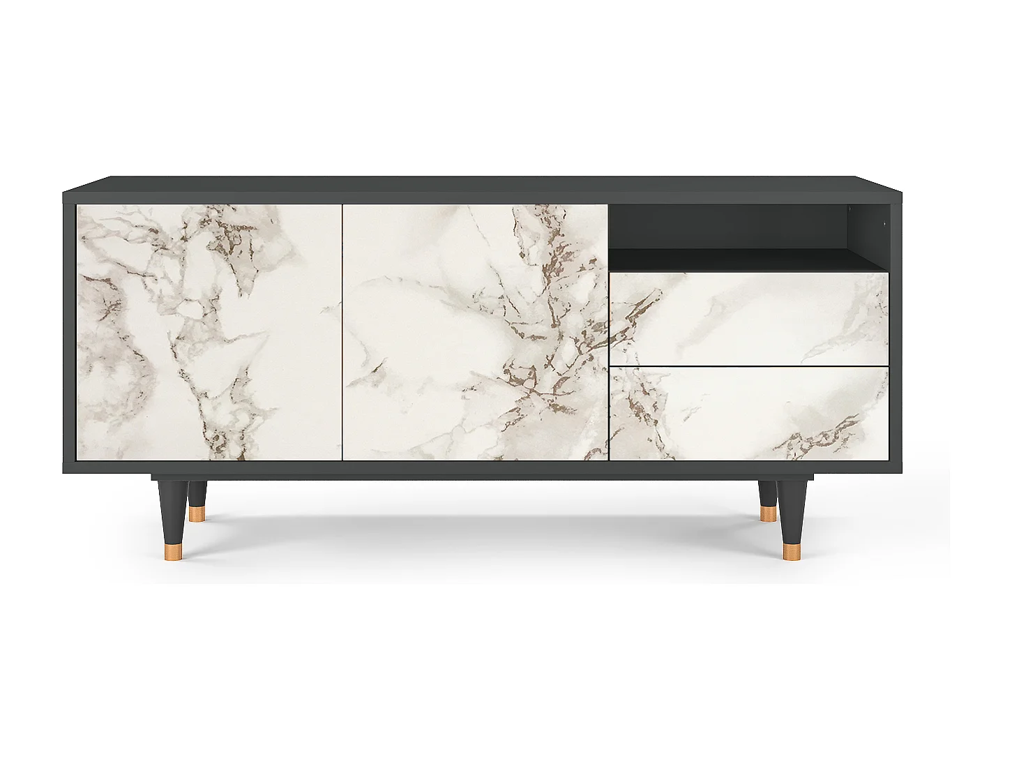 Meuble TV - 125х56х41 cm - T7 - Milk Marble, Anthracite