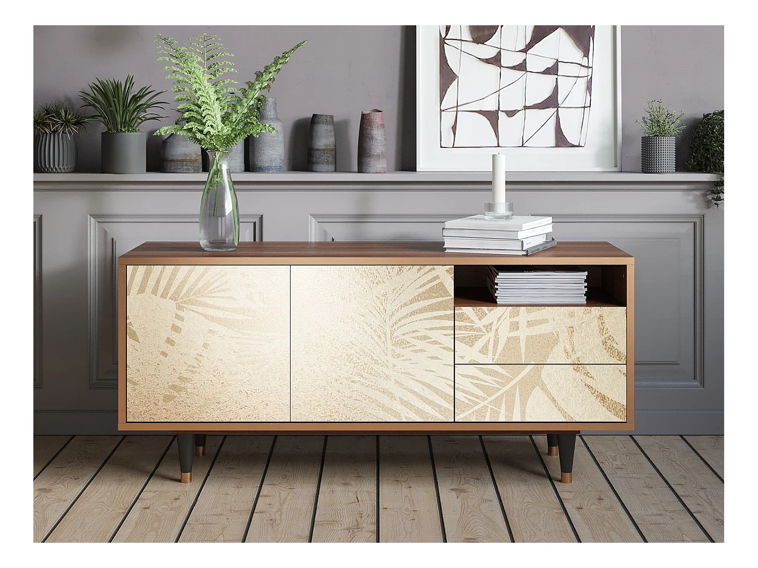Meuble TV - 125х56х41 cm - T7 - Plant of the Dessert, Noyer