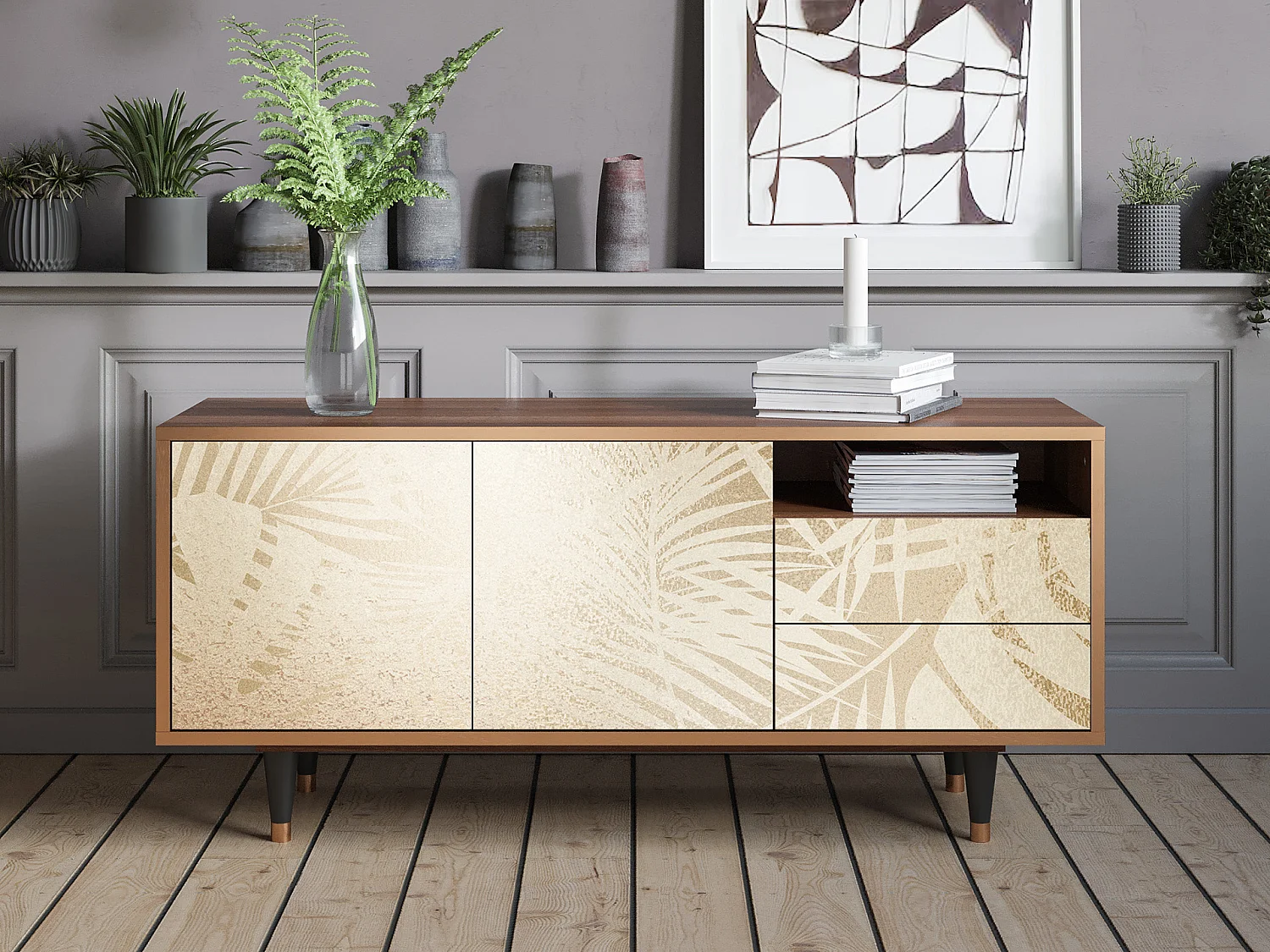 Meuble TV - 125х56х41 cm - T7 - Plant of the Dessert, Noyer