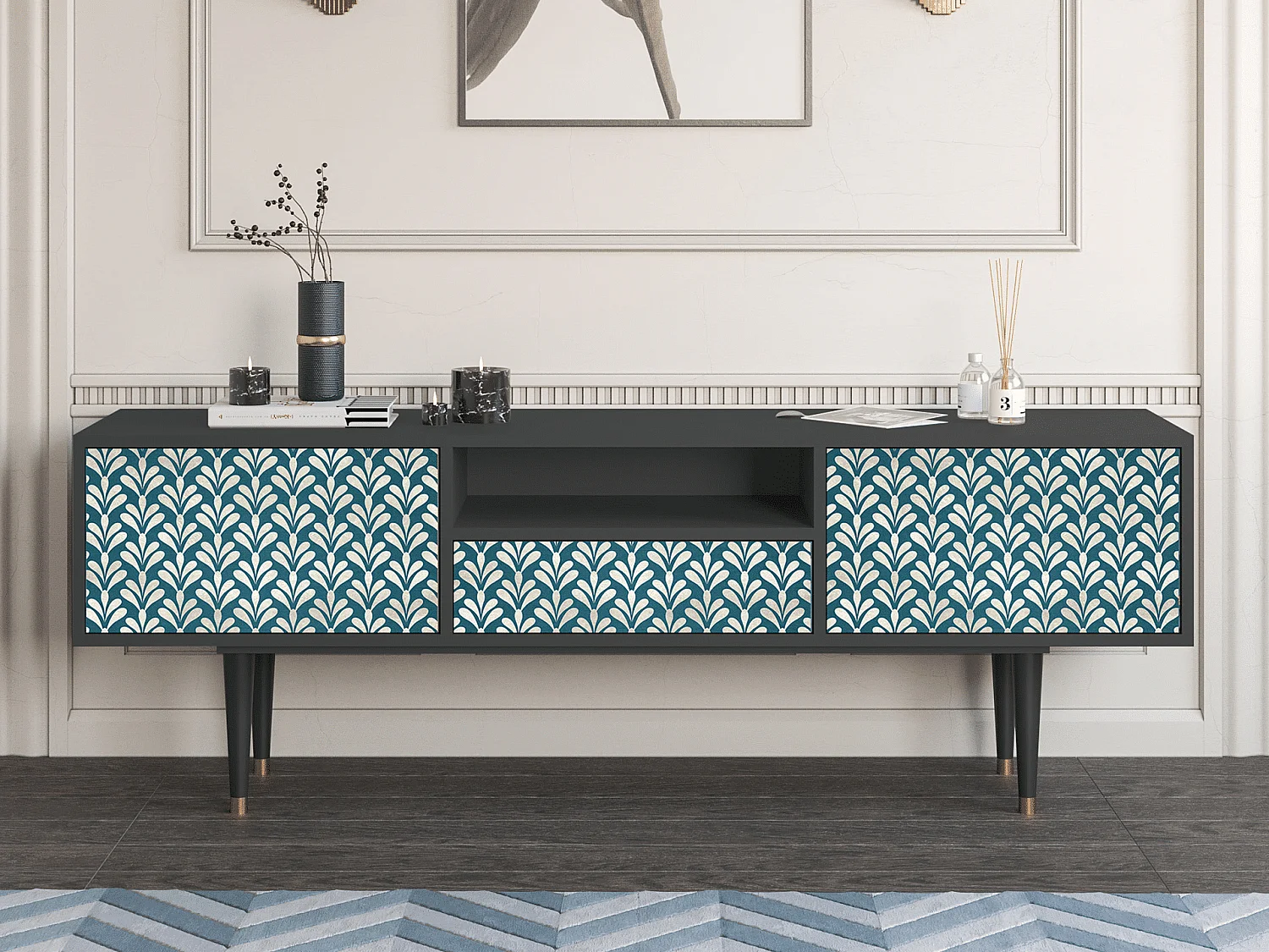 TV-Möbel - 170х59х41 cm - T6 - Milky Tears, Anthrazit