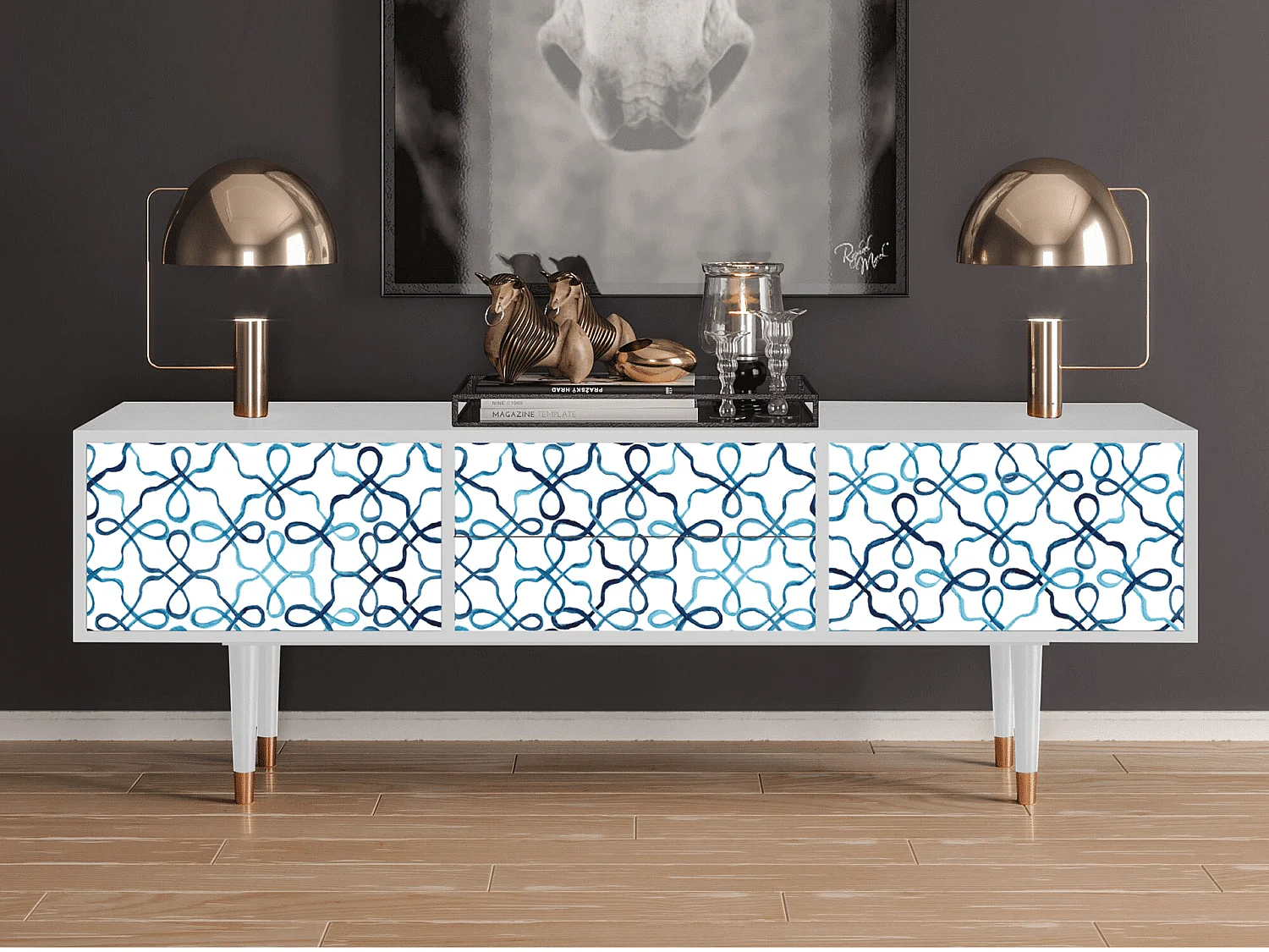 Szafka RTV - 170х59х48 cm - T4 - Marine Strings, Biały