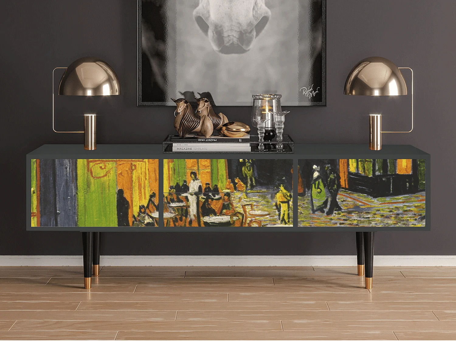 Mobile TV - 170х59х48 cm - T4 - Café Terrace at Night, Antracite