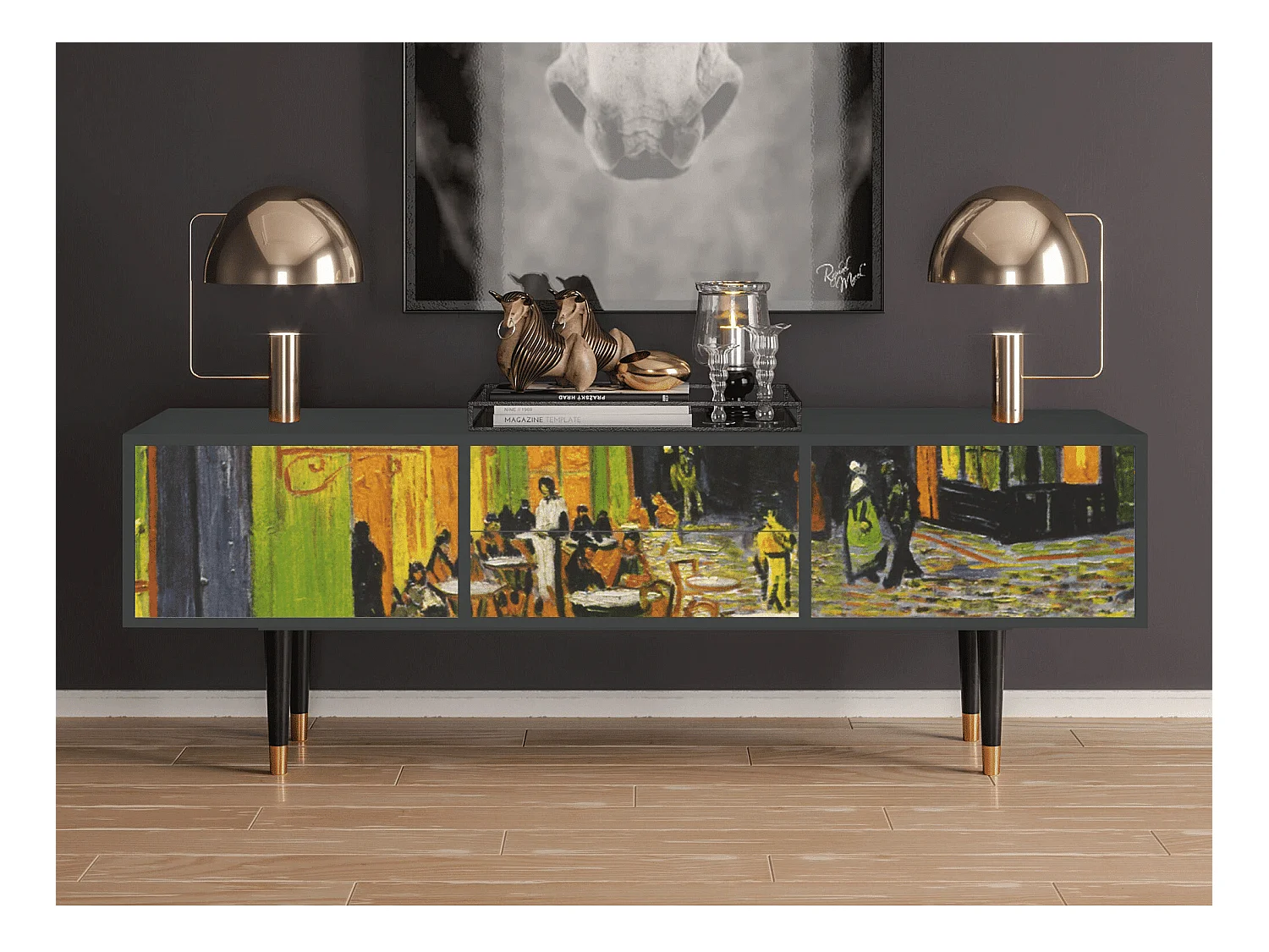 Meuble TV - 170х59х48 cm - T4 - Café Terrace at Night, Anthracite