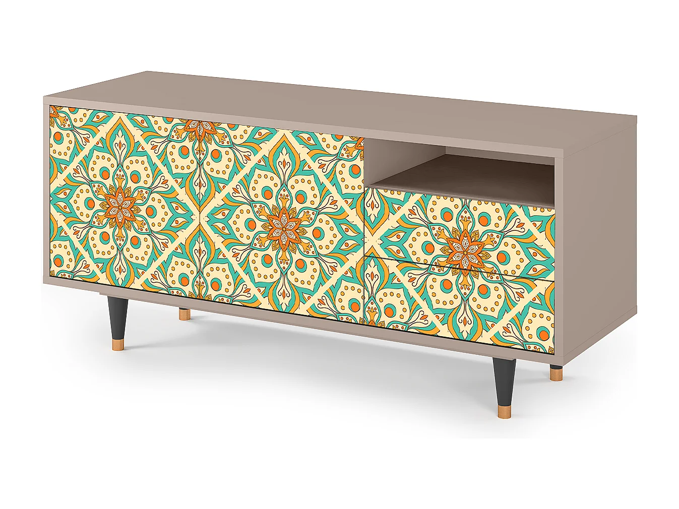 Szafka RTV - 125х56х41 cm - T7 - Hindu Daisy, Latte