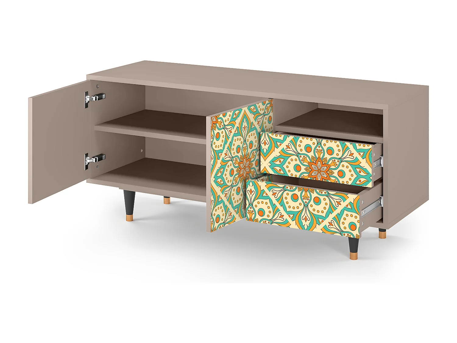 Szafka RTV - 125х56х41 cm - T7 - Hindu Daisy, Latte