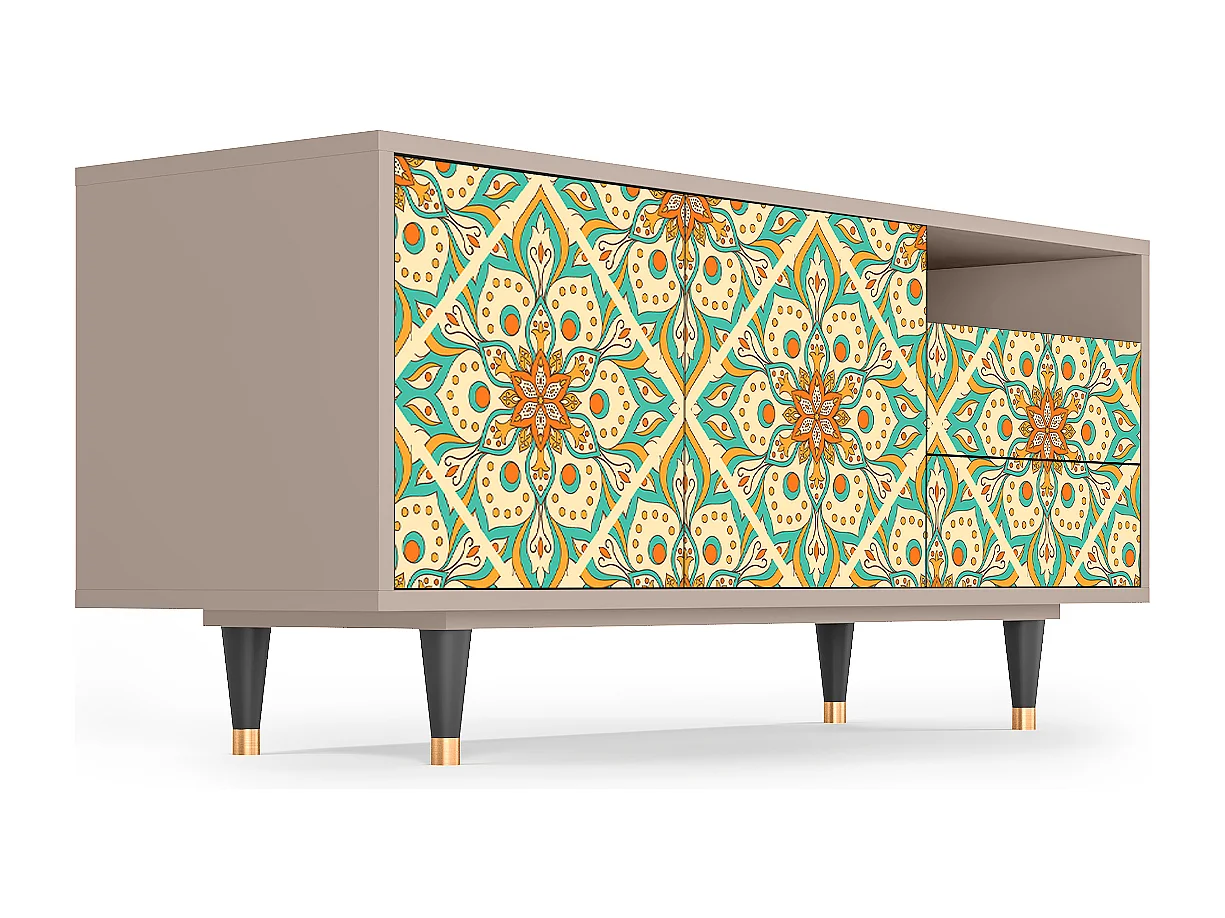 TV-meubel - 125х56х41 cm - T7 - Hindu Daisy, Latte