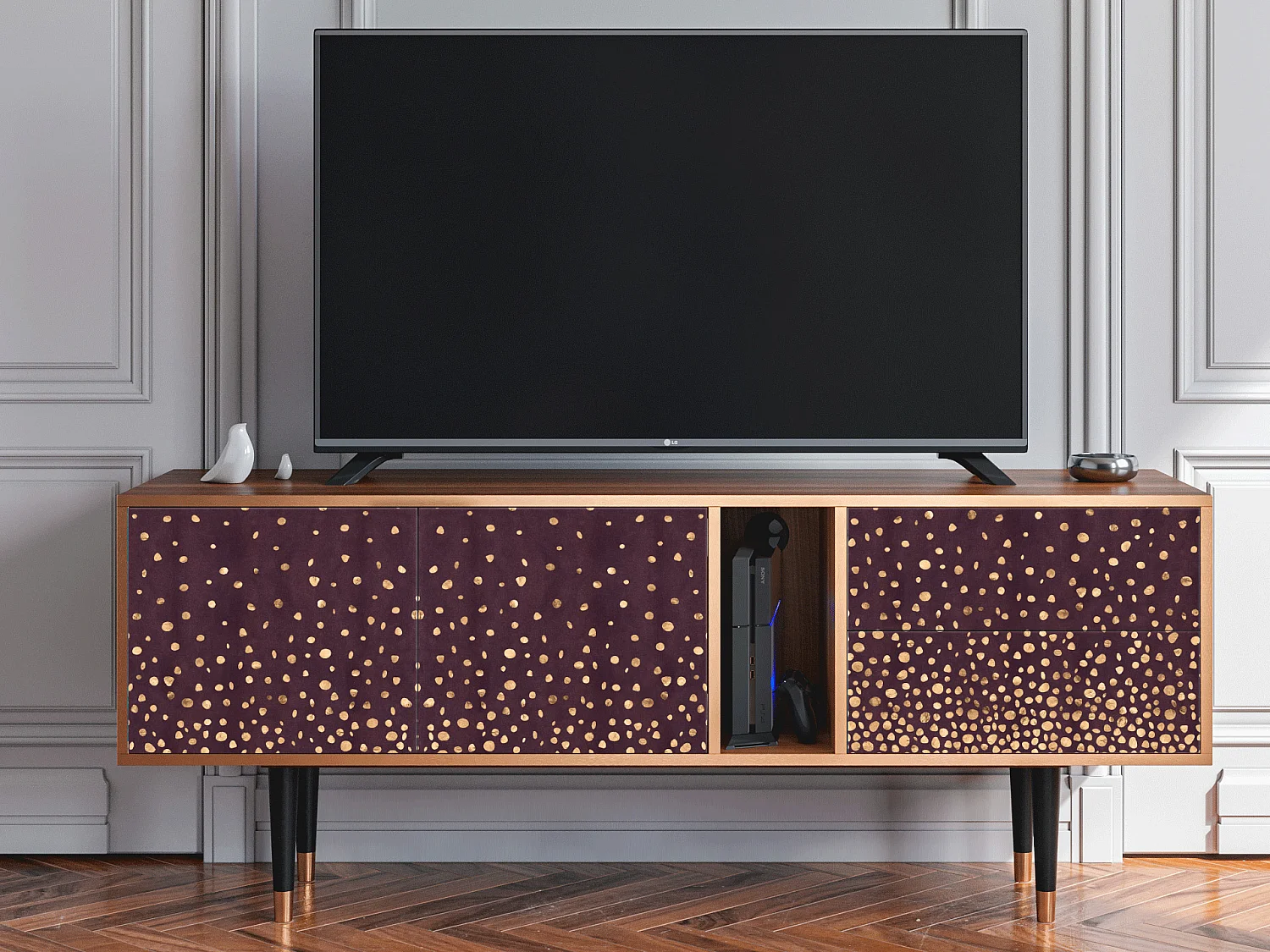 Mobile TV - 170х69х48 cm - T1 - Glowworms, Noce