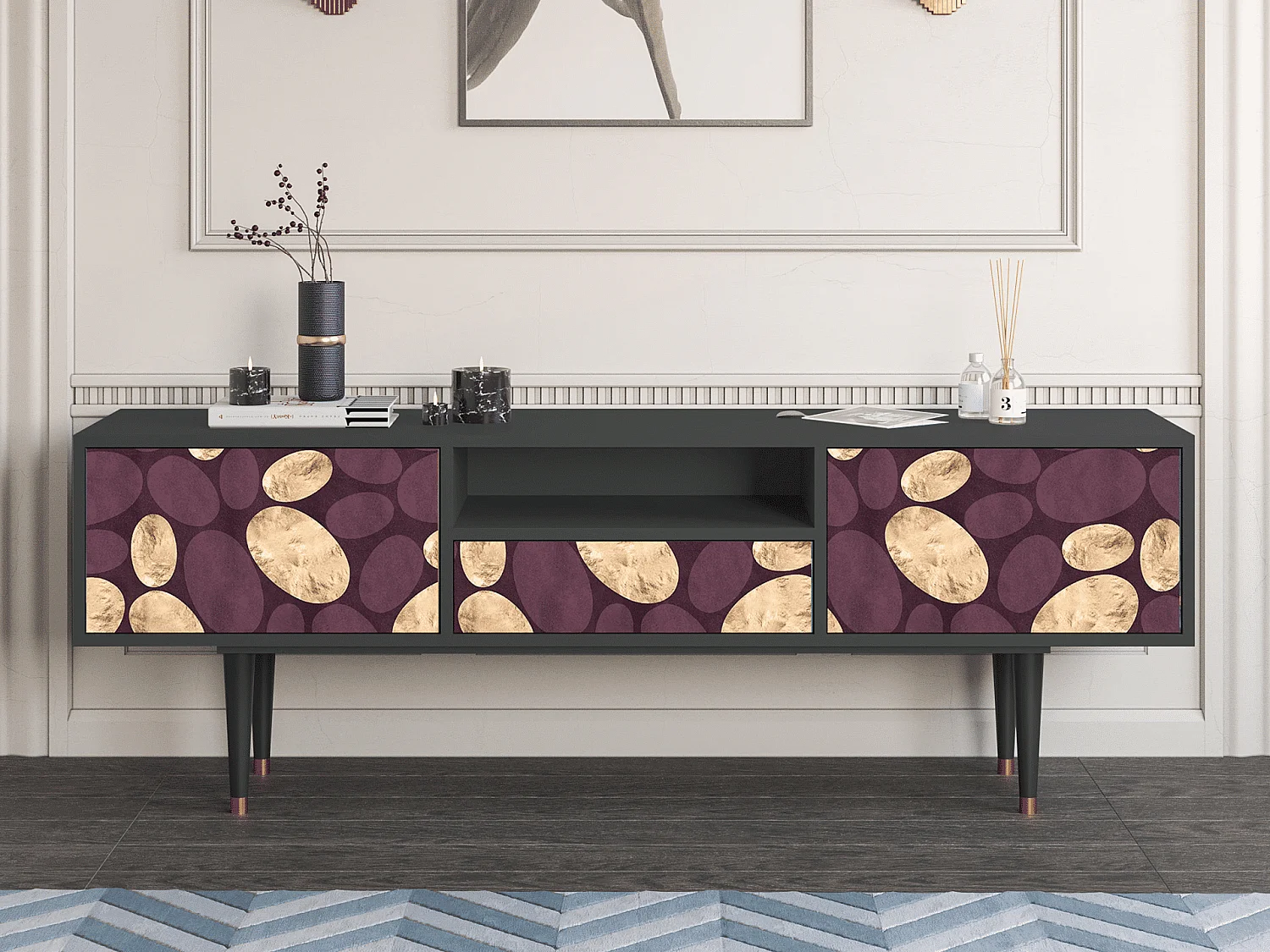 Meuble TV - 170х59х41 cm - T6 - Fine Wine, Anthracite