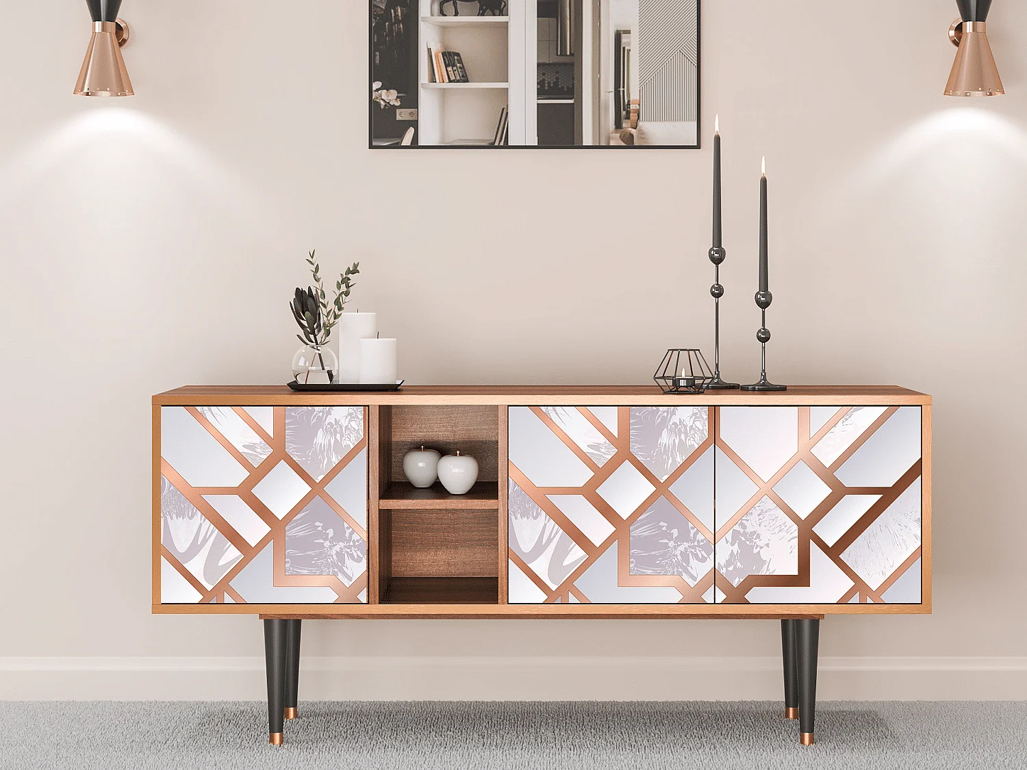 Meuble TV - 150х69х41 cm - T5 - Pastel Fairytale, Noyer