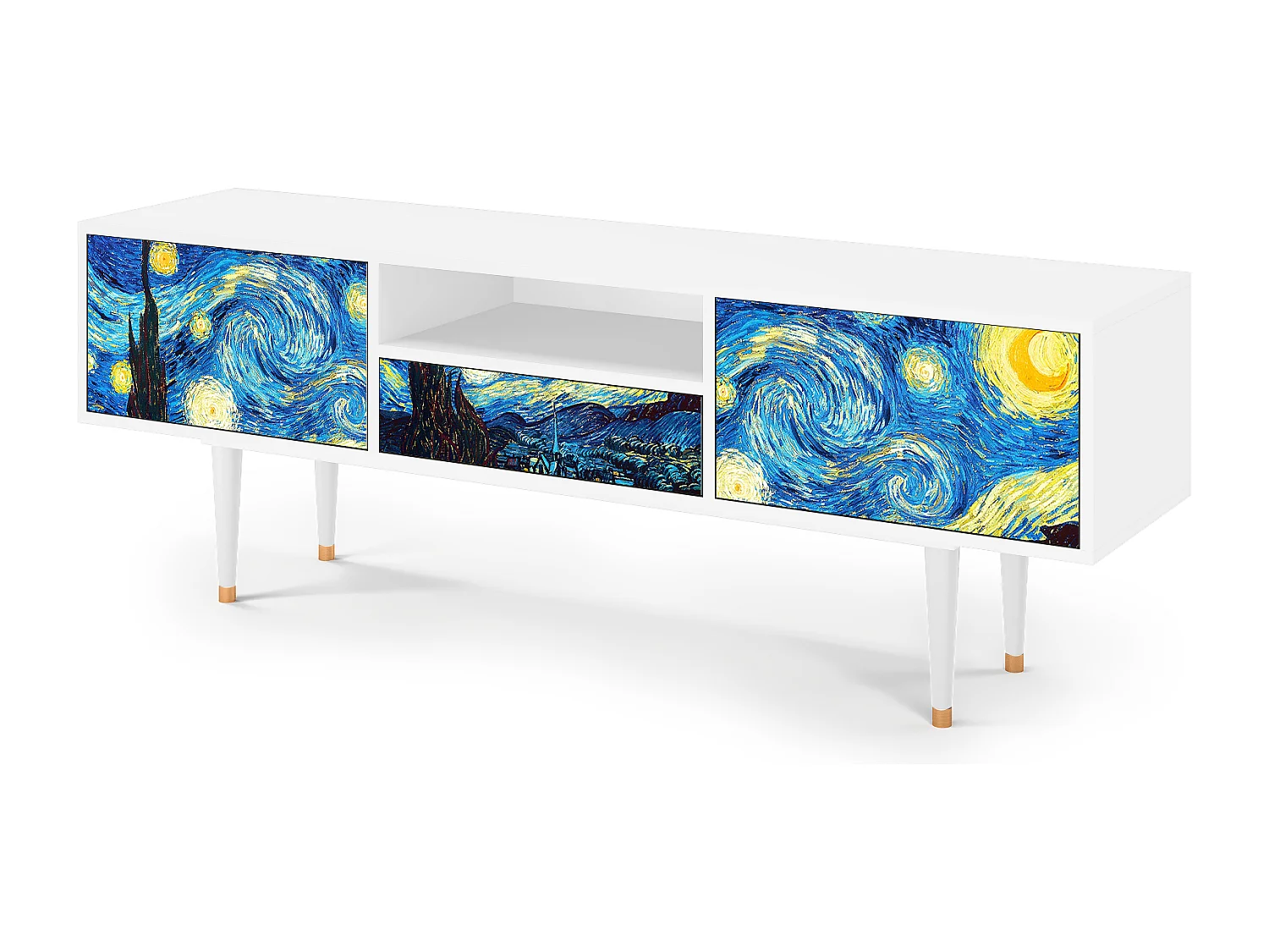 Meuble TV - 170х59х41 cm - T6 - The Starry Night  , Blanc