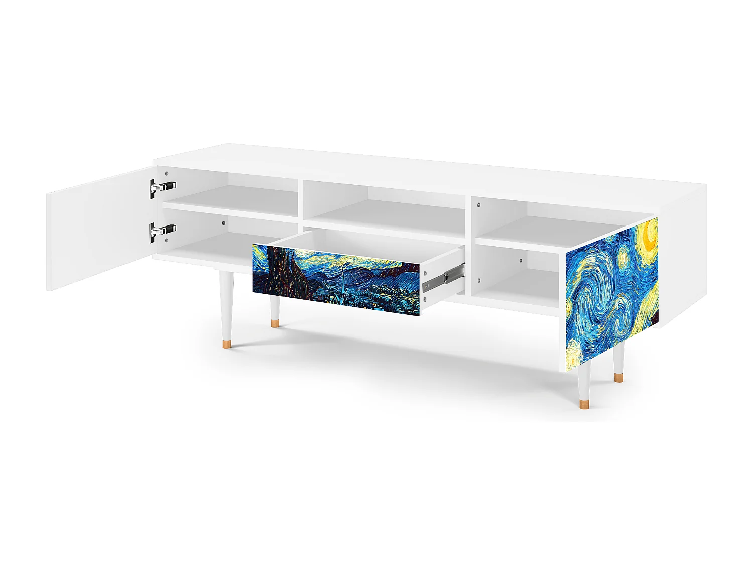 Meuble TV - 170х59х41 cm - T6 - The Starry Night  , Blanc