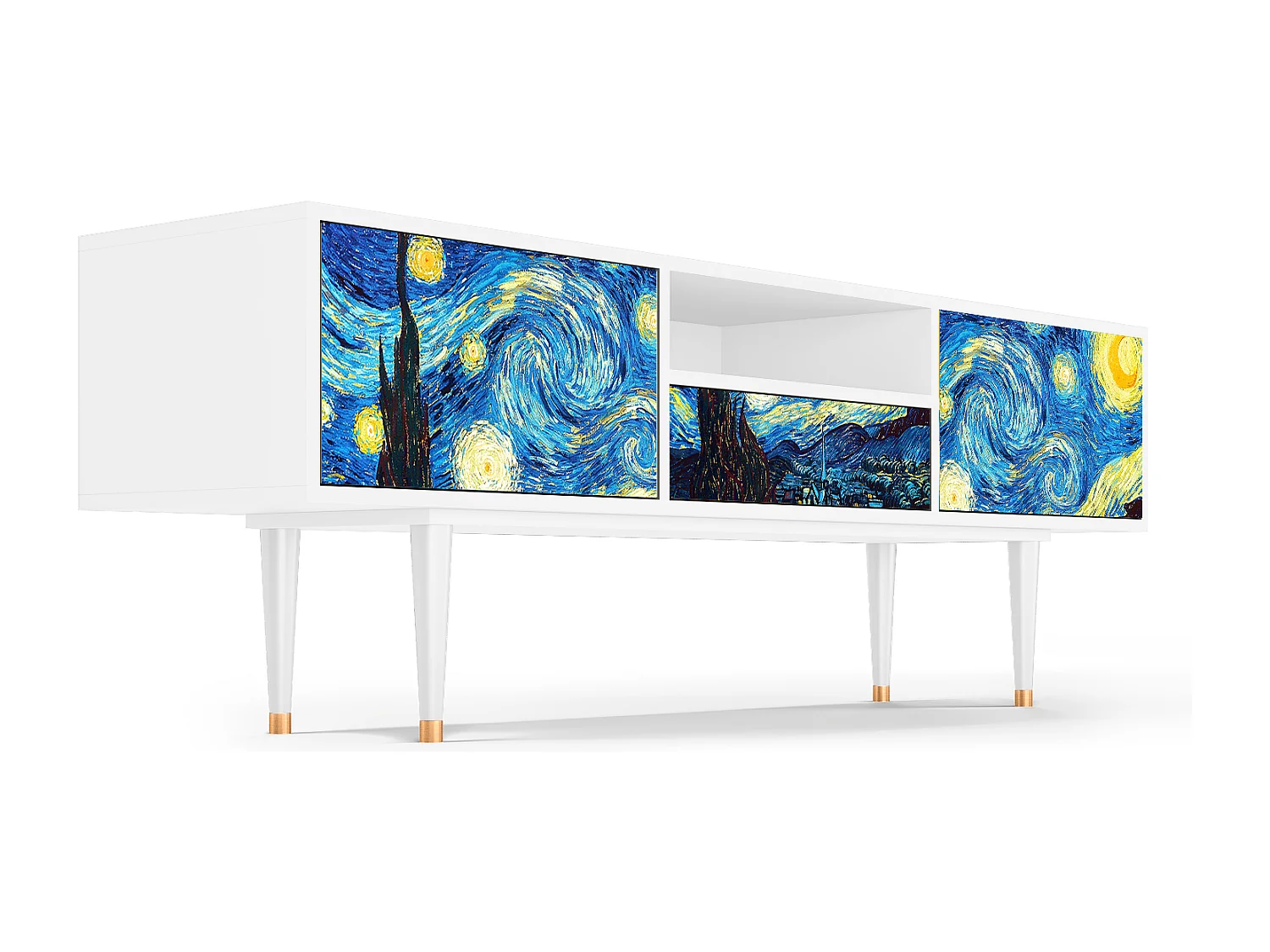 Meuble TV - 170х59х41 cm - T6 - The Starry Night  , Blanc