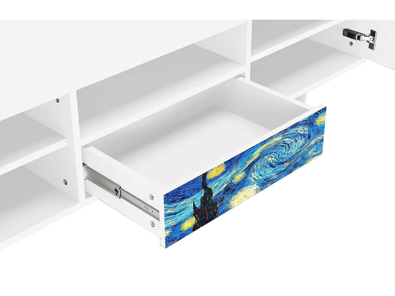 Meuble TV - 170х59х41 cm - T6 - The Starry Night  , Blanc
