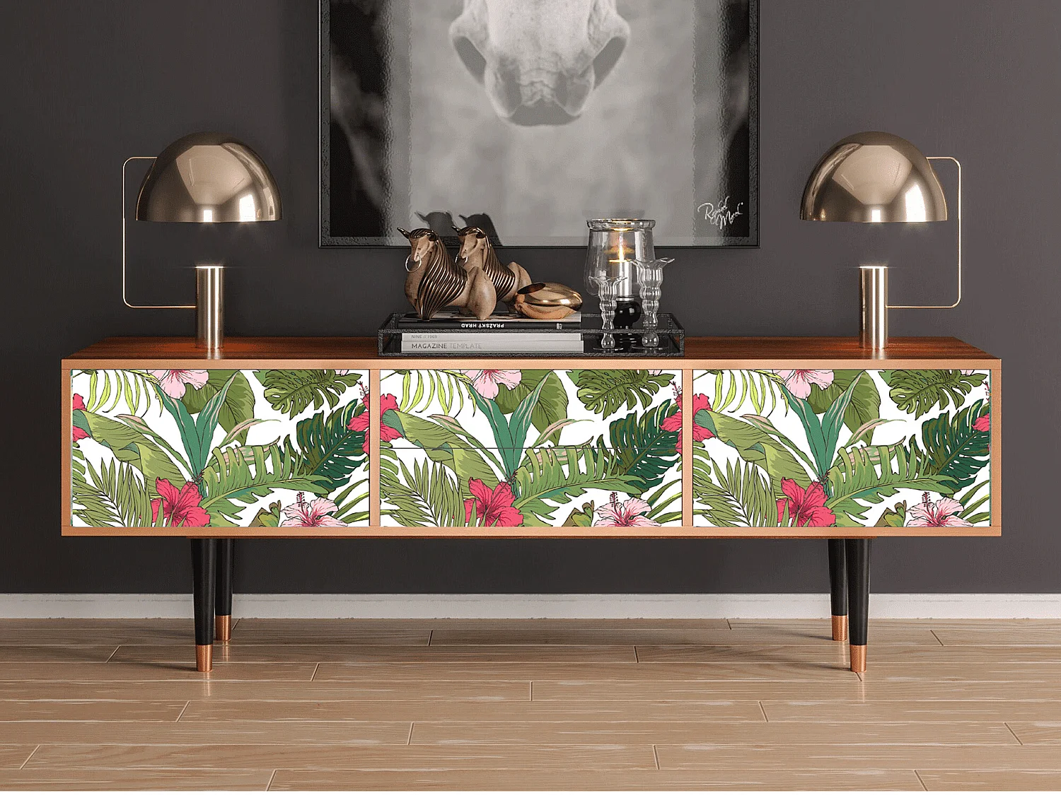 Mobile TV - 170х59х48 cm - T4 - Verdant Tropics, Noce