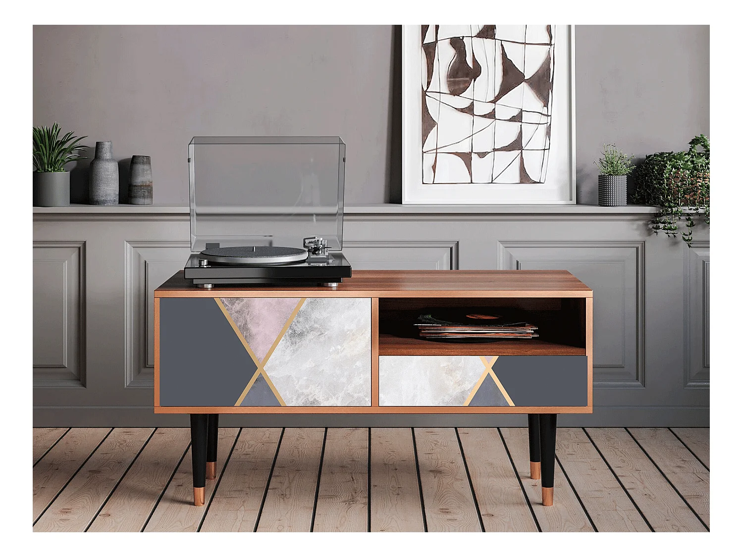 Meuble TV - 115х59х48 cm - T3 - Ideal Harmony, Noyer