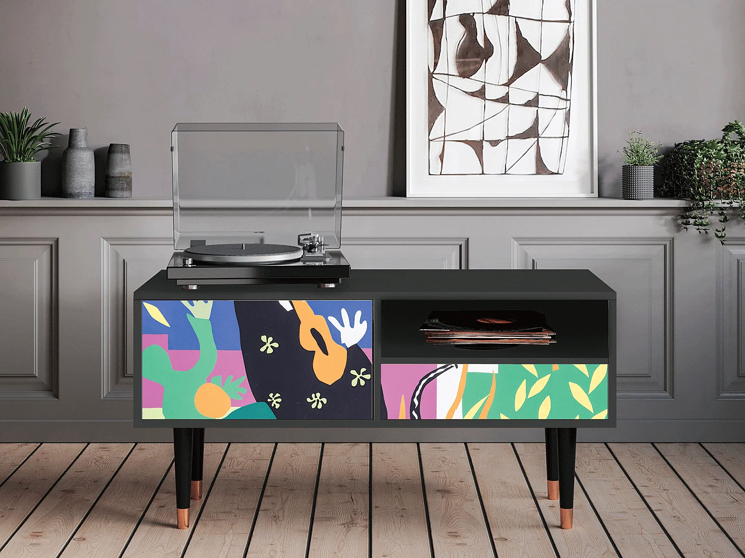 Szafka RTV - 115х59х48 cm - T3 - La Tristesse du Roi, Antracyt