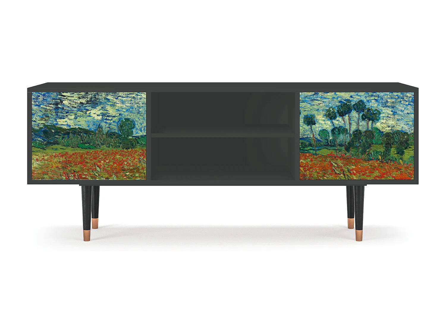 TV-meubel - 170х69х48 cm - T2 - Poppy field by van Gogh, Antraciet