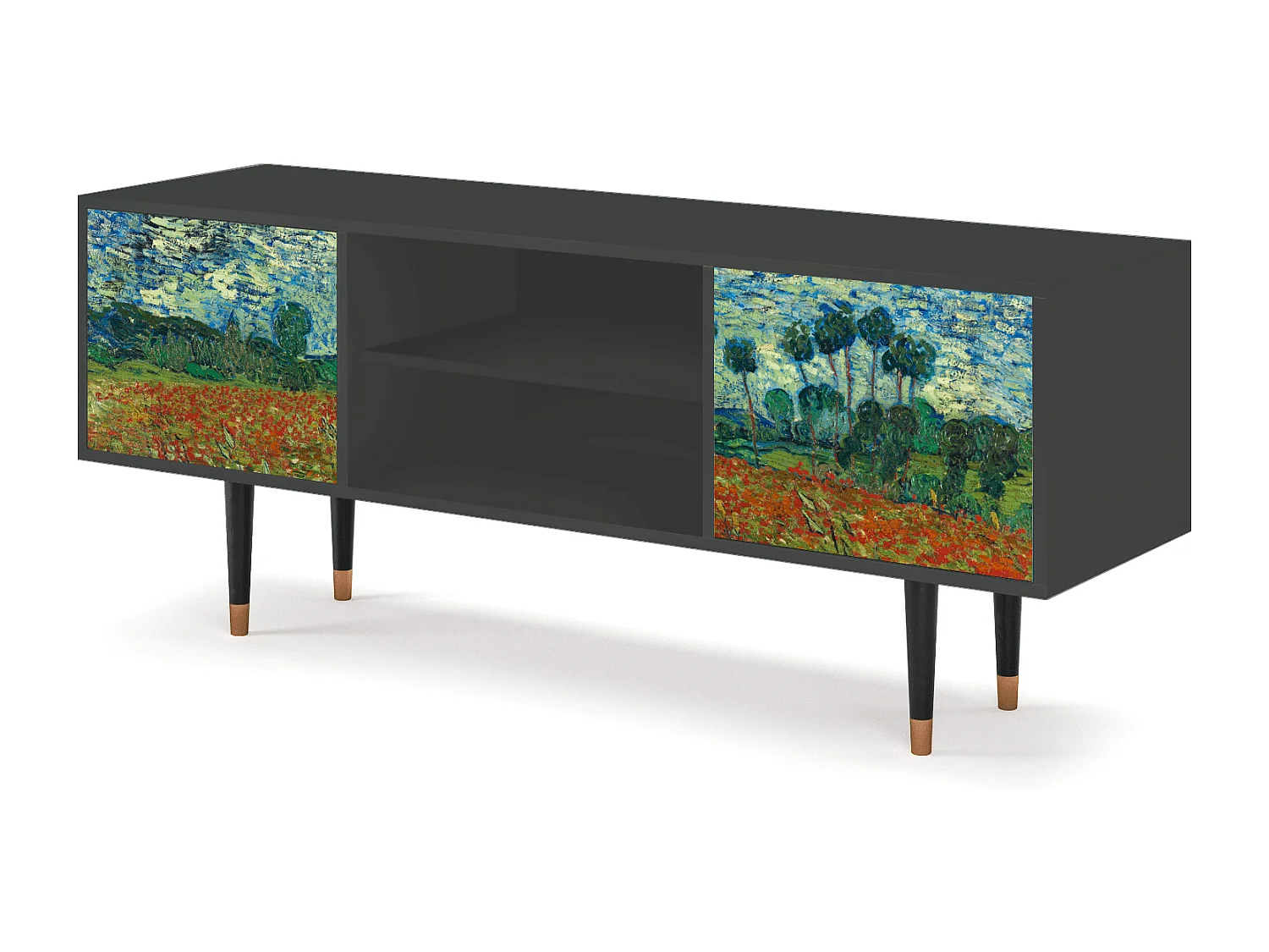 TV-meubel - 170х69х48 cm - T2 - Poppy field by van Gogh, Antraciet