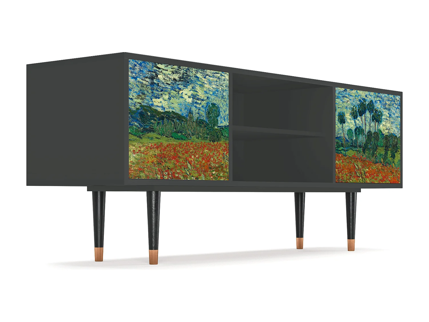 TV-meubel - 170х69х48 cm - T2 - Poppy field by van Gogh, Antraciet