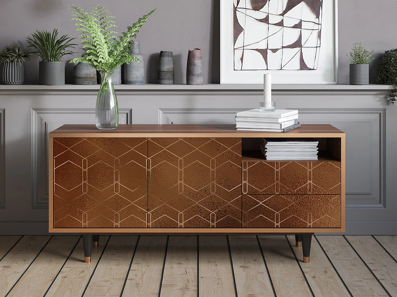 Meuble TV - 125х56х41 cm - T7 - Chocolate Bar, Noyer