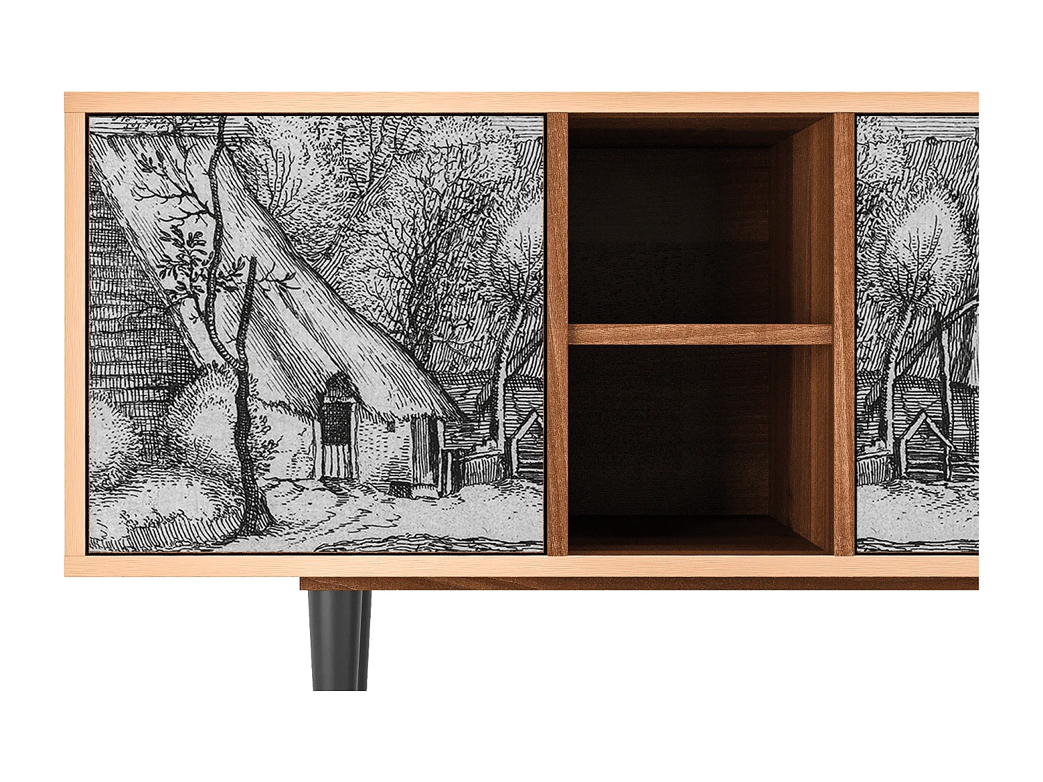 TV-Möbel - 150х69х41 cm - T5 - Farms in a Village, Walnuss