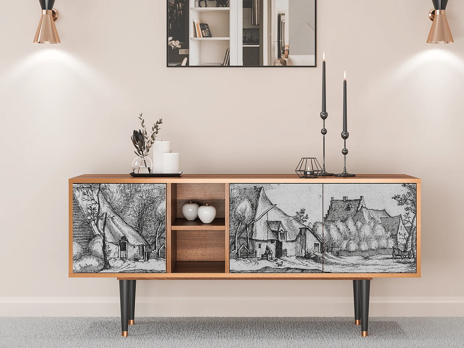 Mobile TV - 150х69х41 cm - T5 - Farms in a Village, Noce