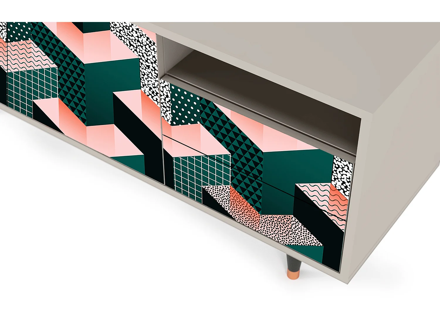 Meuble TV - 125х56х41 cm - T7 - Geometric Madness, Sable