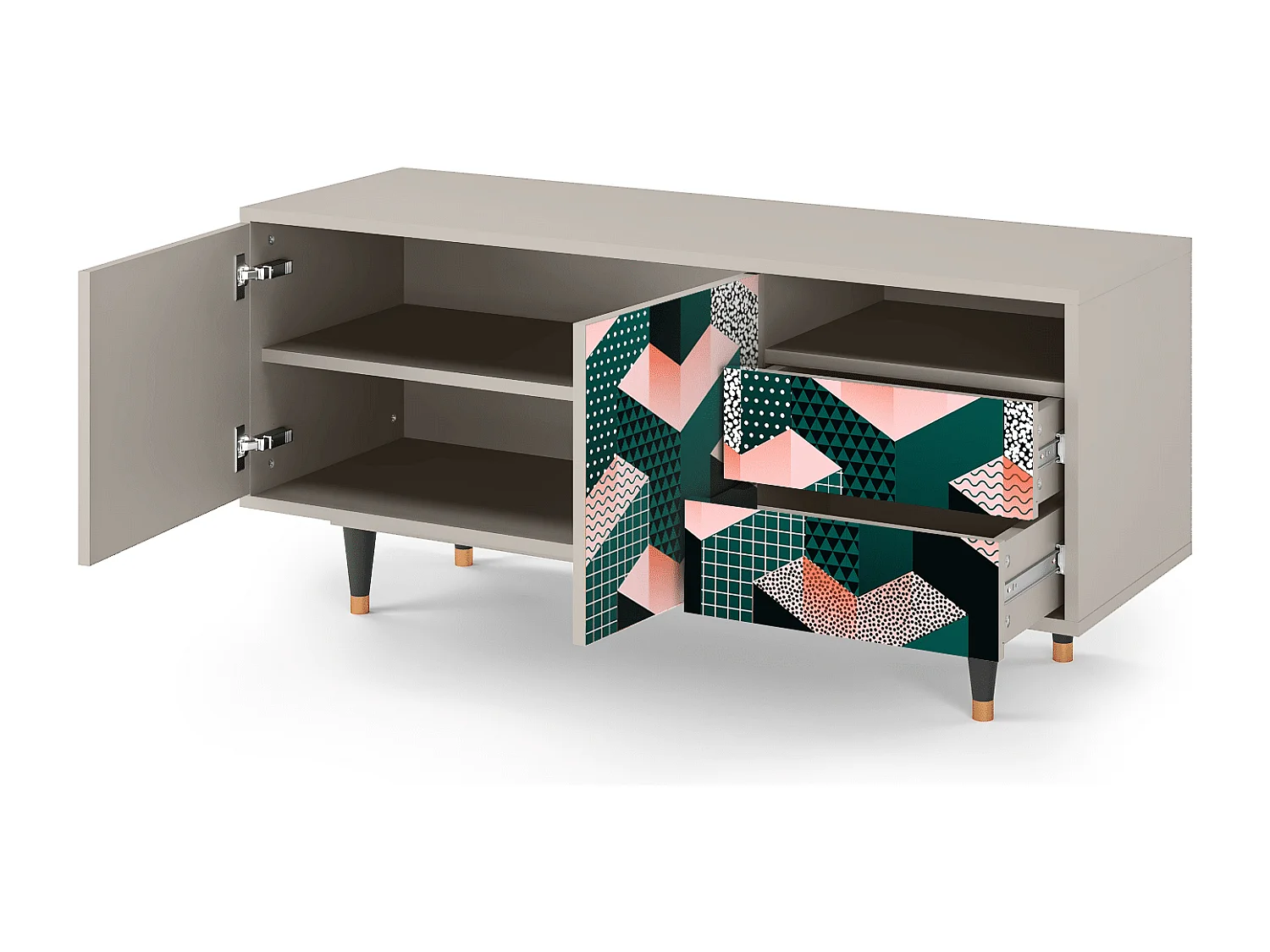 Meuble TV - 125х56х41 cm - T7 - Geometric Madness, Sable