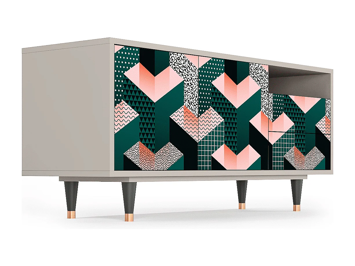 Mueble de TV - 125х56х41 cm - T7 - Geometric Madness, Arena