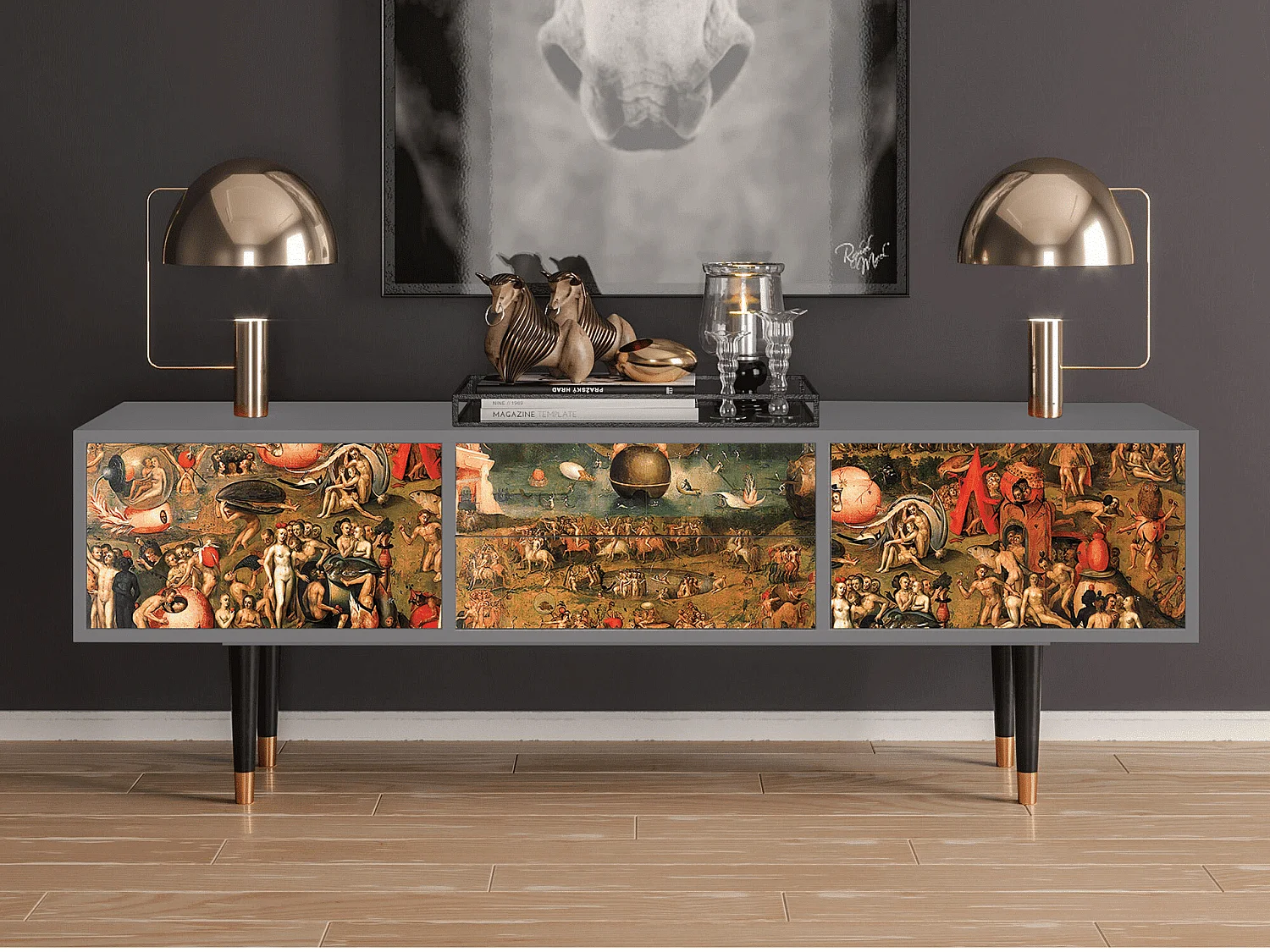 Meuble TV - 170х59х48 cm - T4 - Garden of Delights , Gris